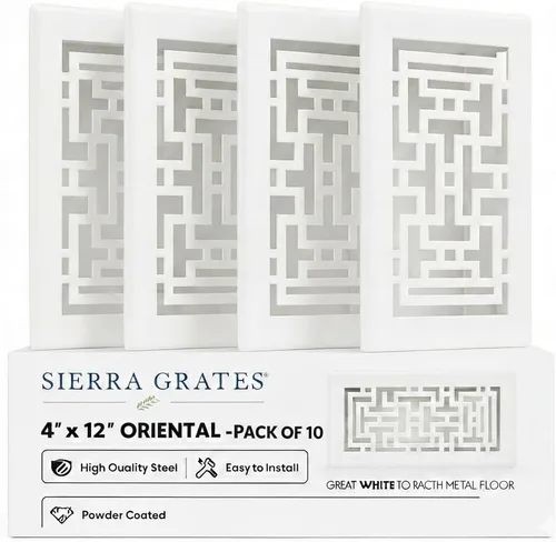 Vista 17 de Rejilla de Piso de Diseño Oriental de 4" x 10" en Acabado Bronce Metálico - Cubiertas de Ventilación para Piso del Hogar - Cubiertas Decorativas