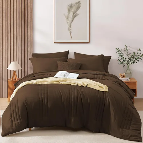 Vista 15 de Monbix Juego de ropa de cama tamaño Twin XL - Juego de 5 piezas extra largo para dormitorio, diseño acolchado, cama en una bolsa Twin XL