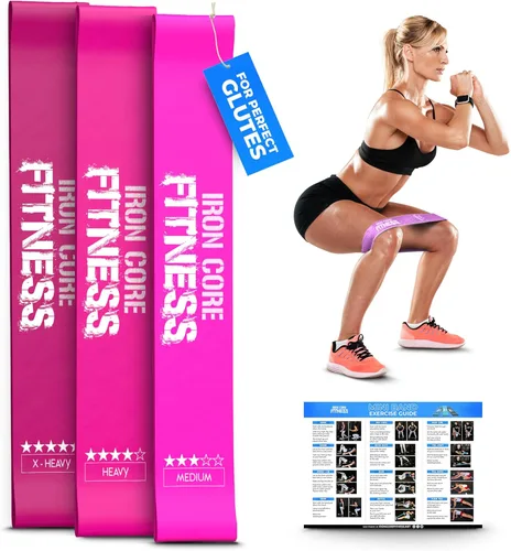 Latex Mini Resistance Bands Sets for Trainers, Bootcamp, Gym for Men and Women in Fun Colors - Ebook, Videos and Workout Chart Included by Iron Core