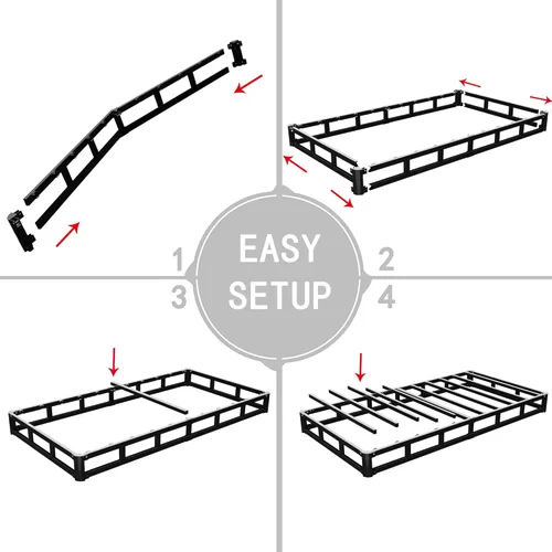 Vista 7 de ALDRICH Base de colchón de resortes gemelos de metal resistente de 5 pulgadas con capacidad máxima de peso de 1500 libras/antideslizante/sin