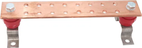 Vista 2 de LBY . Kit de barra de tierra de cobre montada en la pared de 24 x 1.97 x 11.8 pulgadas, con 16 posiciones terminales, kit de barra de conexión a