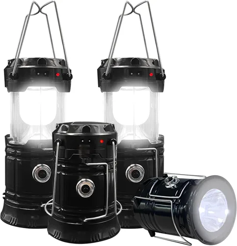 Linterna LED solar para camping, recargable con CC, portátil, plegable, linternas LED para interiores y exteriores, hogar, emergencia, interrupción