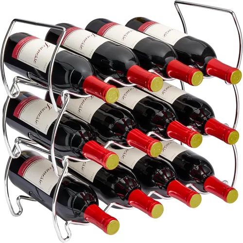 Vista 11 de Sorbus Botellero apilable de 3 niveles, estantes de vino de estilo clásico para botellas, perfecto para bar, bodega, sótano, gabinete, despensa