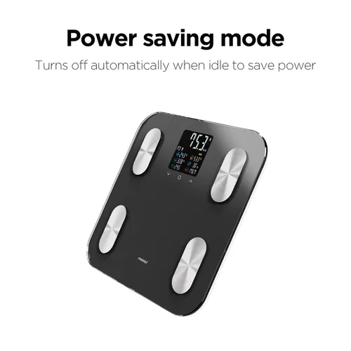 Vista 8 de mooas Báscula inteligente para peso corporal, báscula Bluetooth de grasa, báscula digital de baño con IMC, grasa corporal, composición de masa Negro