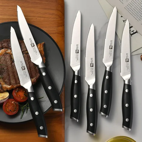 Vista 8 de Klaus Meyer Stahl Juego de Bloques de Cuchillos de Acero Alemán Exclusivo de Alto Carbono de 19 Piezas (Negro)