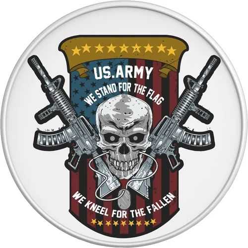 Vista 5 de Cubierta de neumático de repuesto de calavera y armas del ejército de EE. UU. para remolque de RV y cualquier modelo de SUV. Opción de cámara