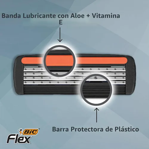 Vista 7 de BIC Flex 4 Sensitive Hybrid - Maquinilla de afeitar desechable de 4 hojas para hombre, 1 mango y 12 cartuchos