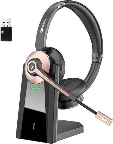 Earbay Auriculares inalámbricos, auriculares Bluetooth con micrófono con cancelación de ruido y dongle USB, auriculares inalámbricos con micrófono
