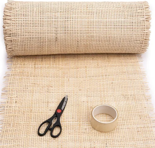 Vista 2 de CLAYNIX Cincha cuadrada de caña de ratán de 18 pulgadas de ancho de 2 pies – Rollo de cincha de caña – Material de bastón para sillas, gabinetes