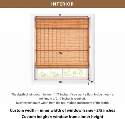 Vista 6 de LazBlinds Persianas romanas de bambú personalizadas sin herramientas, sin taladro, tratamiento de ventana para filtrar la luz, persianas de bambú