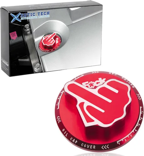 Vista 19 de x xotic tech Tapa de combustible para tanque de llenado de aceite de motor, patrón de dedo medio de aluminio, compatible con Honda y Acura (negro)