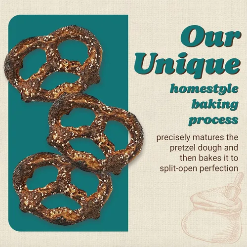 Vista 4 de Unique Snacks Pretzels extra oscuros divididos, deliciosos veganos, horneados en casa, certificados OU Kosher y sin OMG, sin sabor artificial