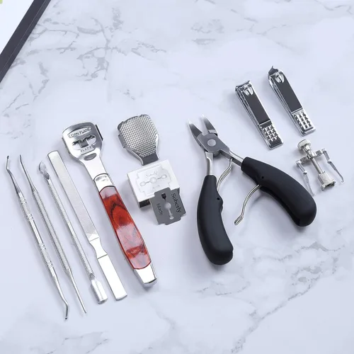 Vista 8 de HOTACE Kit de herramientas para uñas encarnadas, 11 piezas, juego profesional de manicura para uñas gruesas y encarnadas de acero inoxidable, kit