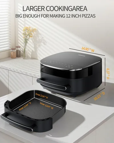 Vista 5 de Freidora de aire grande de 6 cuartos de galón, freidora de aire de cocción rápida 11 en 1 con calefacción superior e inferior, no necesita voltaje