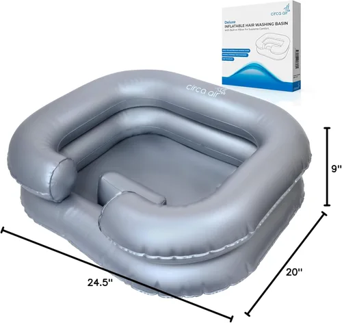 Vista 9 de Circa Air Lavabo inflable para lavar el cabello en cama - Lavar el cabello en la cama con lavabo de champú. Cuenco portátil para champú con almohada