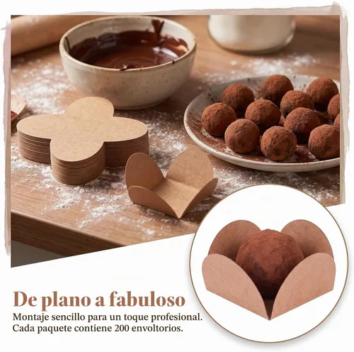 Vista 7 de DOITOOL Papel de envoltura de trufas, 200 piezas de papel de chocolate de Halloween, copas de caramelo, forros de trufas, envoltorios para Negro