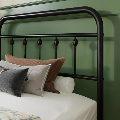 Vista 4 de SHA CERLIN Marco de Cama de Plataforma de Metal Tamaño Twin con Cabecera y Pie de Cama de Hierro Forjado Estilo Victoriano, Fácil Montaje, Negro