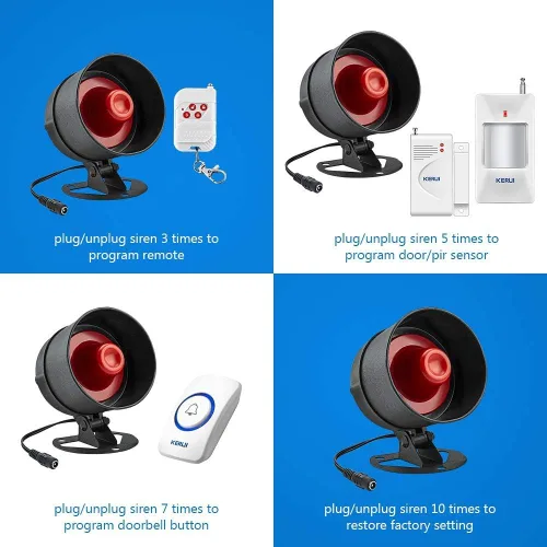 Vista 7 de Sistema de seguridad para el hogar KERUI, para interior y exterior, resistente a la intemperie, con sirena, sensores para ventanas y puertas, sensor