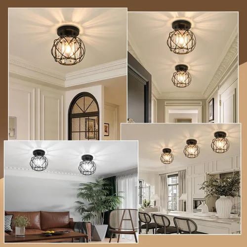 Vista 8 de Lámparas de techo para pasillo, montaje empotrado, E26, iluminación de techo con candelabro pequeño de cristal, iluminación interior para vestíbulo