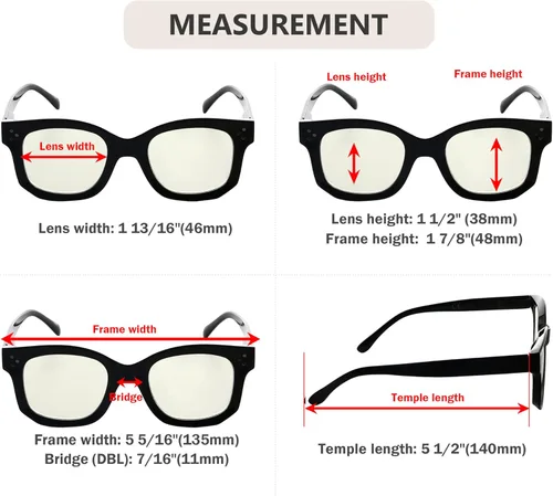 Vista 4 de Eyekepper Gafas de lectura para mujeres con bloqueo de luz azul, diseño retro, lectores de computadora - negro