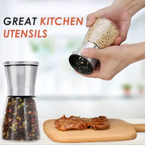 Vista 5 de Ebaco Molinillo de Pimienta Profesional - con Rotor de Mecanismo de Acero al Carbono Endurecido de Alemania, Molino de Pimienta Rellenable 6OZ