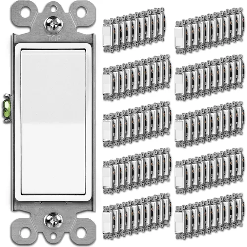 Vista 8 de BESTTEN Paquete de 30 interruptores decorativos de pared de un solo polo, 15 A, 120/277 V, interruptor de pared de paleta, interruptor basculante