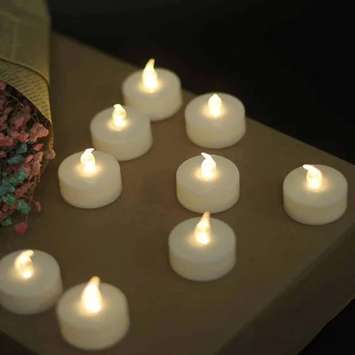 Vista 3 de YIWER Velas de té de batería, velas LED de té de 200 horas, paquete de 12 unidades (blanco cálido)