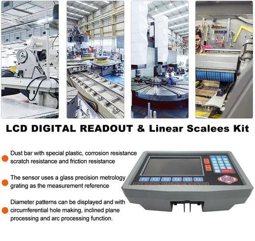 Vista 3 de Lectura digital de 2/3 ejes y codificador DRO de escala de vidrio lineal de precisión TTL para torno de fresado. Nota: la pantalla y las básculas se