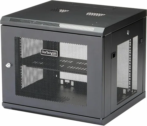 Vista 8 de StarTech.com Gabinete de red de montaje en pared de 2 postes 6U con estante de 1U, kit de rack de servidor montado en la pared de 19 pulgadas