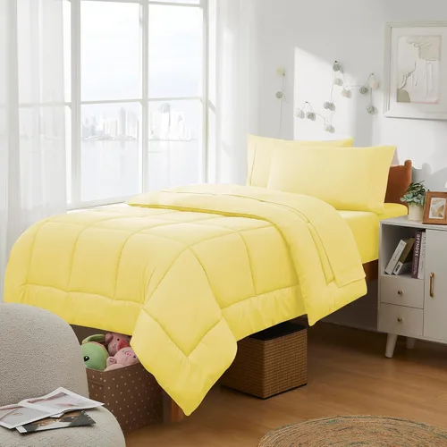 Vista 23 de Dorm Room Essentials Ropa de Cama Universitaria Juego de Edredón de 5 Piezas Tamaño Twin Cama en una Bolsa para Estudiantes Universitarios Chicos