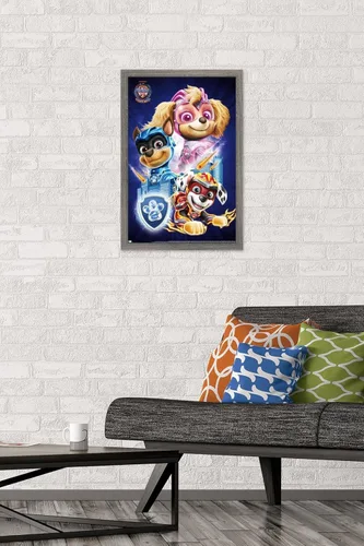 Vista 2 de Trends International Nickelodeon Paw Patrol: The Mighty Movie - Póster de pared grupal, 22.4 pulgadas de largo x 14.7 pulgadas, versión enmarcada