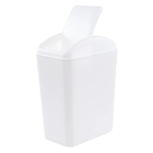 Vista 7 de Cubo de basura de plástico de 16 litros, cubo de basura con tapa abatible (blanco)