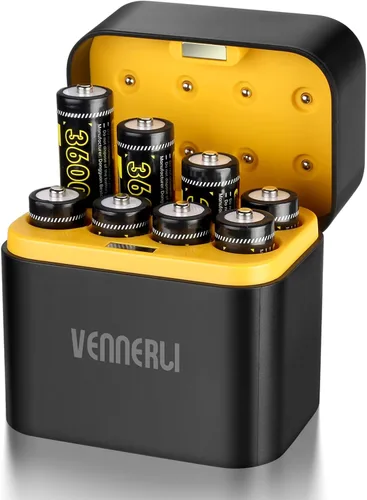 Vista 9 de VENNERLI 4 pilas de litio recargables AAA de 1.5 V1300 mWh, alta capacidad, más de 1000 ciclos, ciclo duradero de larga duración