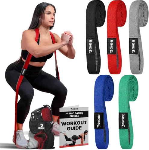 DMoose Fitness Fabric Resistance Bands for Full Body Exercises - Non-Slip Thick Cloth Stretch Band for Squats, Lunges & Bicep Curls - Long