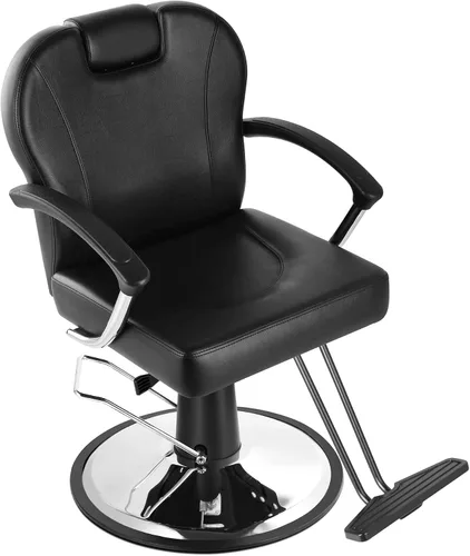 Silla reclinable hidráulica de peluquería con reposacabezas móvil, equipo de salón de belleza multiusos (negro)