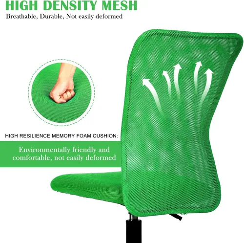 Vista 34 de Silla de oficina pequeña, silla de escritorio sin brazos con ruedas, silla ergonómica para computadora con soporte lumbar, silla giratoria de malla
