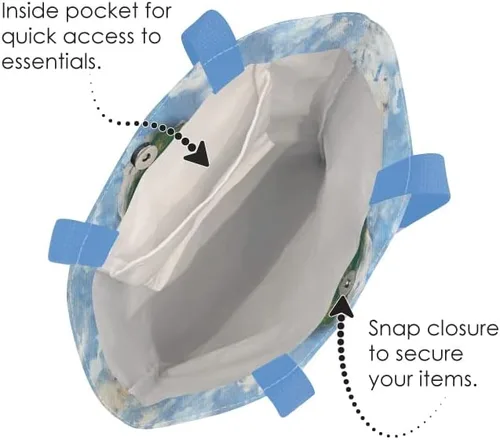 Vista 2 de RainCaper Bolsa de lona para mujer Cierre magnético y bolsillo interior abierto Sostiene laptops, revistas, lentes de sol, libros