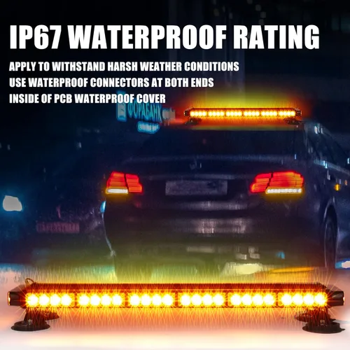 Vista 4 de WINECO - Barra de luces estroboscópicas LED ámbar de 29.5" para techo, doble cara intermitente, luz de emergencia, señal de peligro, advertencia