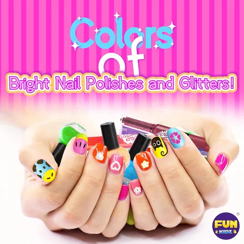 Vista 2 de FunKidz - Kit de esmalte de uñas para niños de 7 a 12 años, kit combinado de bolígrafos de uñas para niñas, juego de estudio de arte de uñas pelable