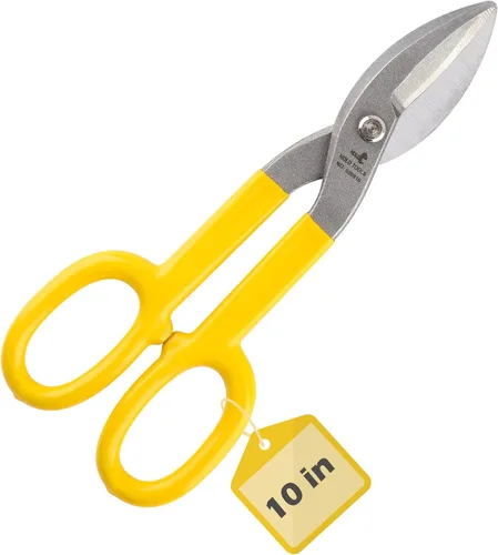 Vista 9 de DOWELL Cortadores de metal de 8 pulgadas con hoja plana, con cómodo mango de goma amarilla para manitas, techadores, mecánicos, propietarios