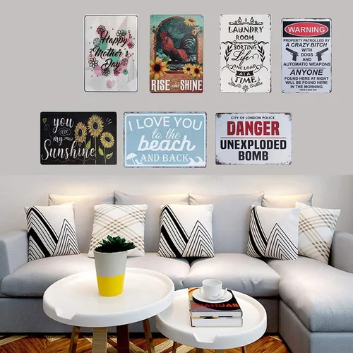 Vista 4 de Carniceros de carne de cerdo retro, carne de vaca, cordero, carne de pollo, carniceros de vaca, cortes de carne de carne, letrero de metal