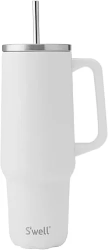 Vista 13 de S'well Recycled Stainless Steel Tumbler XL with Straw and Handle, 40oz, Azurite, Triple Layered Vacuum Insulated Container Keeps Drinks Cold 50