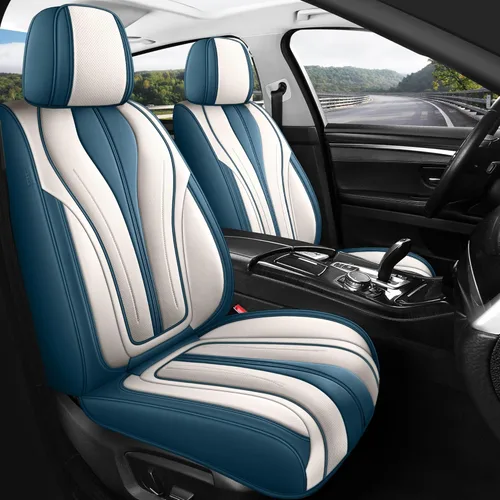 Vista 16 de Red Rain Funda universal para asiento delantero y trasero de automóvil, de cuero, con corona, cobertura completa, 5 plazas (AA-negro)