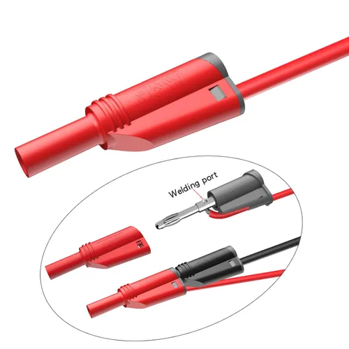 Vista 3 de Goupchn Kit de 5 cables de prueba de silicona con tapón de plátano de 0.157 pulgadas, totalmente aislados, de seguridad, apilable, con pinzas