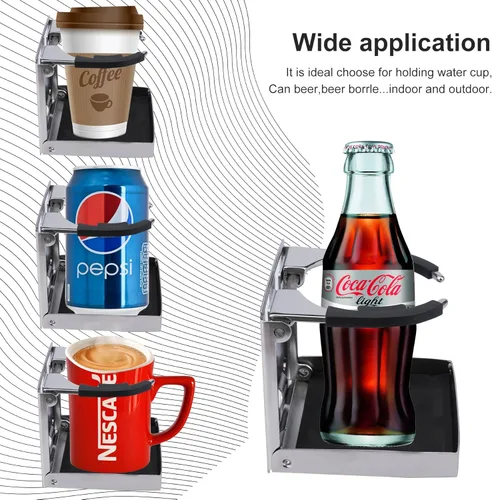 Vista 6 de 2 piezas Portavasos para barco, soporte ajustable de acero inoxidable para tazas, botellas y bebidas, portavasos plegables para barco marino, barco