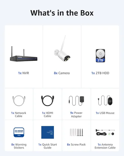 Vista 10 de ANNKE Sistema de cámara inalámbrico, NVR 4K de 16 canales y 2 cámaras exteriores de 3 MP, disco duro de 1 TB