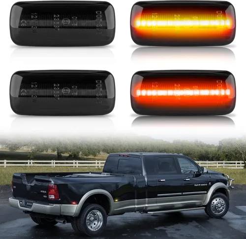 Vista 8 de POPMOTORZ 4 piezas de luz LED de marcador lateral de guardabarros compatible con lámpara de cama trasera para Dodge RAM 1500 2500 3500 2010-2017