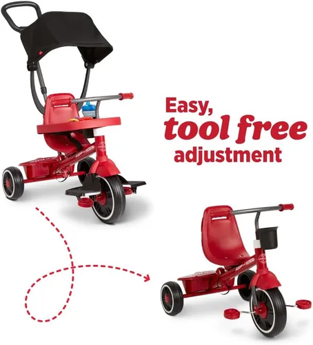 Vista 6 de Radio Flyer Pedal & Push Stroll ' N Trike - Triciclo, color rojo, de 1 a 5 años (exclusivo de Yaxa)
