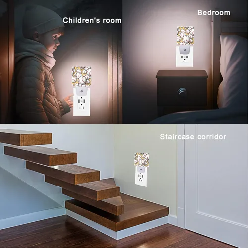 Vista 5 de Luz nocturna de bola, luces nocturnas enchufables de béisbol y sóftbol con sensor de atardecer a amanecer para dormitorio, baño y sala de estar, 0.5