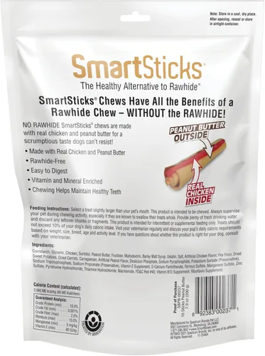 Vista 2 de SmartBones - SmartSticks con mantequilla de maní real, masticables sin piel para perros, 10
